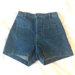 & other stories dark ble denim shorts